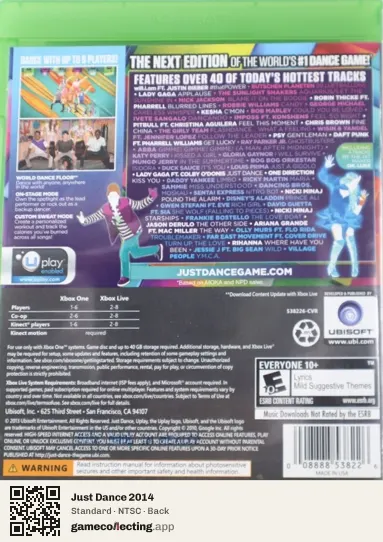 Just Dance 2014 Xbox One, NTSC box back