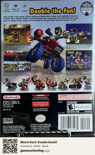 Mario Kart: Double Dash!! Nintendo GameCube, NTSC box back