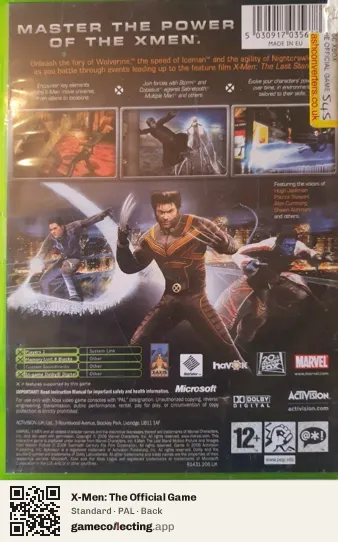 X-Men: The Official Game Xbox, PAL box back