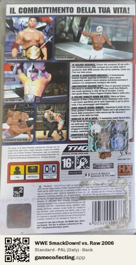 WWE SmackDown! vs. Raw 2006 PlayStation Portable, Italy box back