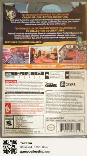 Temtem Nintendo Switch, NTSC box back