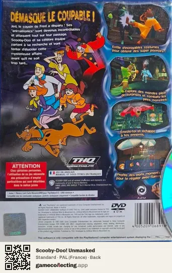 Scooby-Doo! Unmasked PlayStation 2, France box back