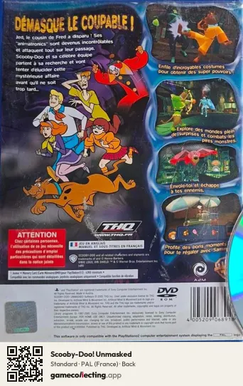 Scooby-Doo! Unmasked PlayStation 2, France box back