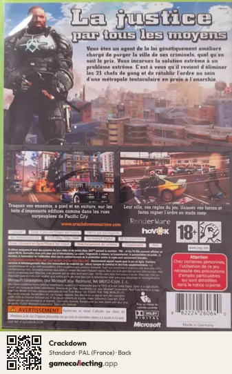 Crackdown Xbox 360, France box back