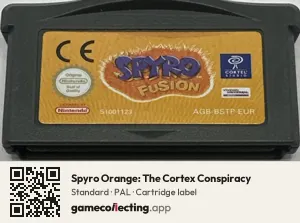 Spyro Orange: The Cortex Conspiracy Game Boy Advance, PAL cartridge label
