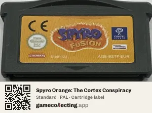Spyro Orange: The Cortex Conspiracy Game Boy Advance, PAL cartridge label