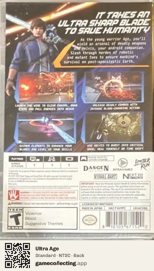 Ultra Age Nintendo Switch, NTSC box back