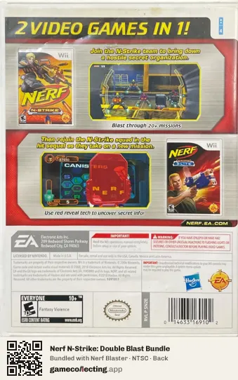 Nerf N-Strike: Double Blast Bundle Nintendo Wii, NTSC box back