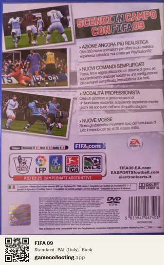 FIFA 09 PlayStation 2, Italy box back
