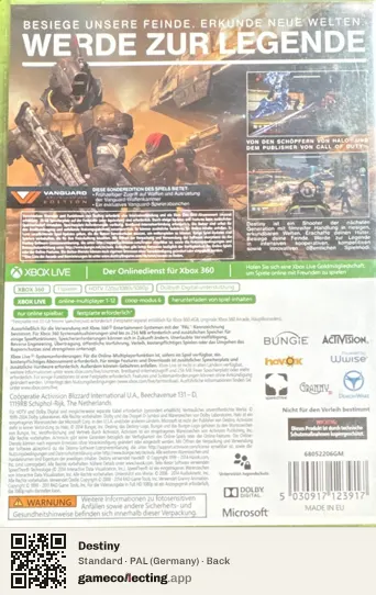 Destiny Xbox 360, Germany box back