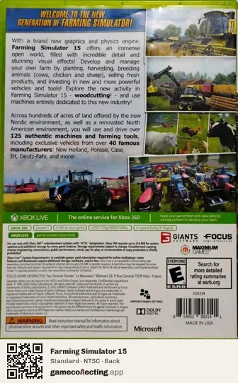 Farming Simulator 15 Xbox 360, NTSC box back