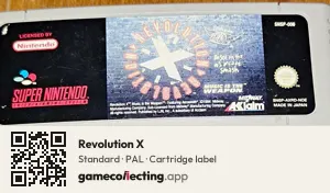 Revolution X Super Nintendo Entertainment System, PAL cartridge label