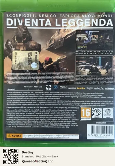 Destiny Xbox One, Italy box back