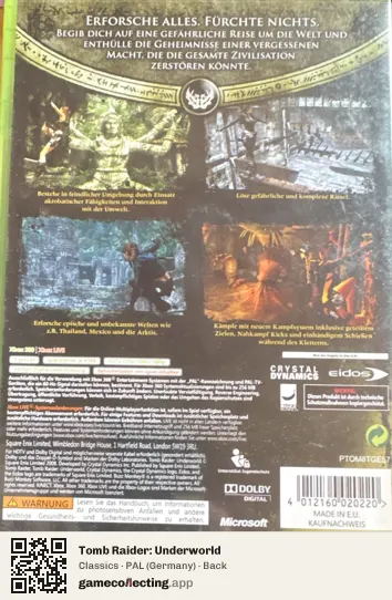 Tomb Raider: Underworld Xbox 360, Germany box back