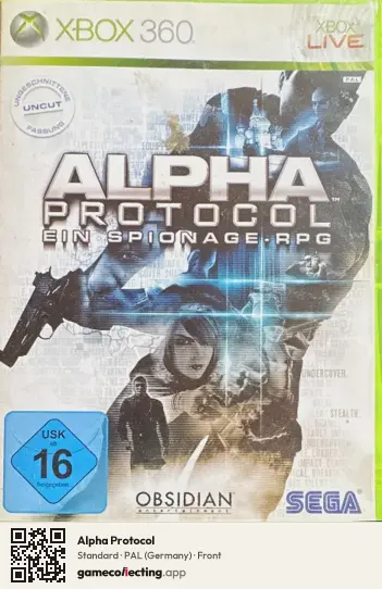 Alpha Protocol Xbox 360, Germany box front