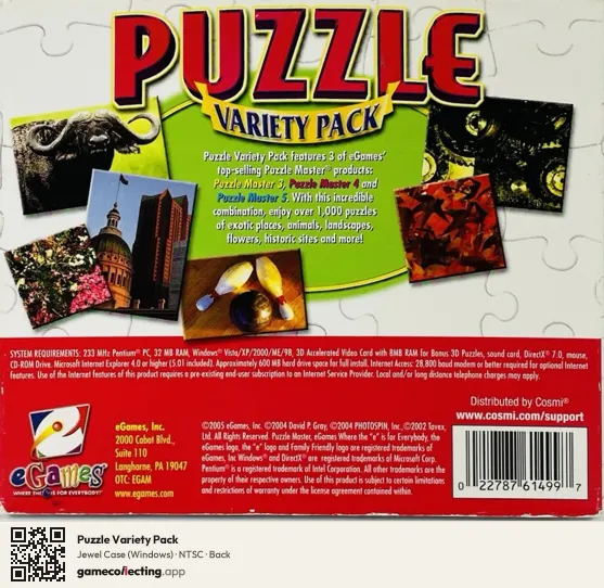 Puzzle Variety Pack Computer, NTSC box back