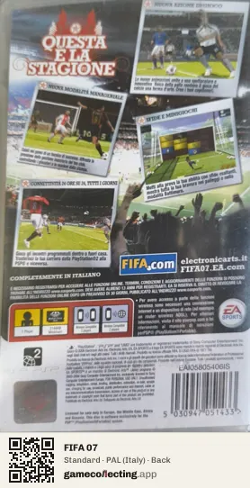 FIFA 07 PlayStation Portable, Italy box back