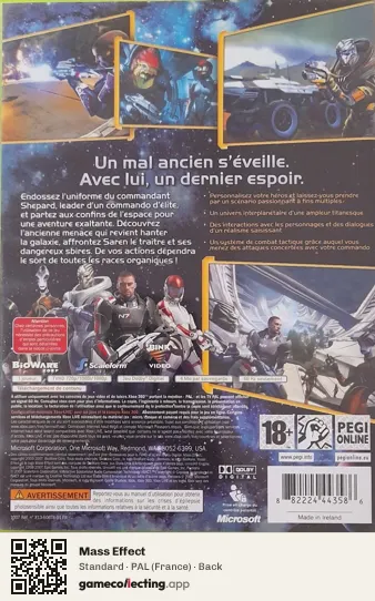 Mass Effect Xbox 360, France box back