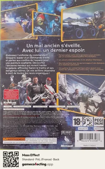 Mass Effect Xbox 360, France box back