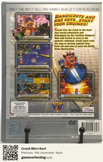 Crash Nitro Kart PlayStation 2, Australia box back