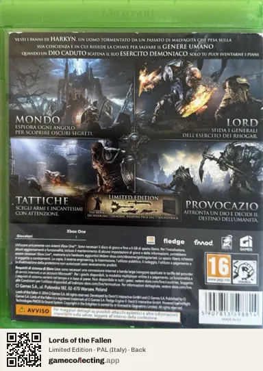 Lords of the Fallen Xbox One, Italy box back