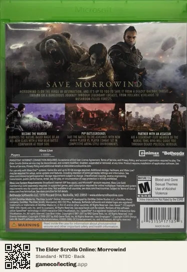 The Elder Scrolls Online: Morrowind Xbox One, NTSC box back