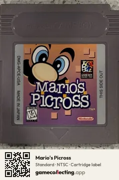 Mario's Picross Game Boy, NTSC cartridge label