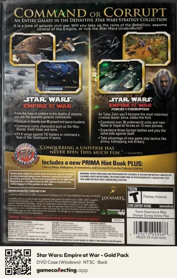 Star Wars: Empire at War - Gold Pack Computer, NTSC box back