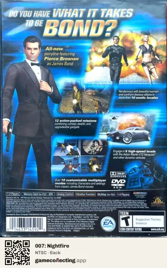 007: Nightfire PlayStation 2, NTSC box back