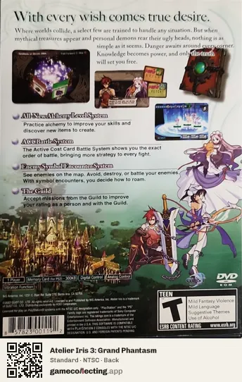 Atelier Iris 3: Grand Phantasm PlayStation 2, NTSC box back