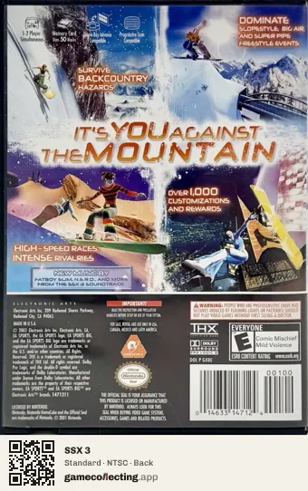 SSX 3 Nintendo GameCube, NTSC box back