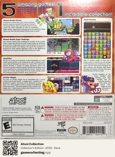 Atooi Collection Nintendo 3DS, NTSC box back