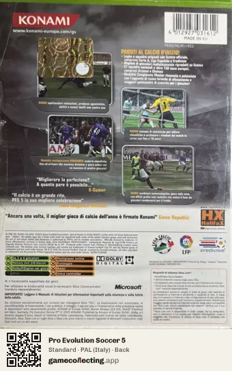 Pro Evolution Soccer 5 Xbox, Italy box back