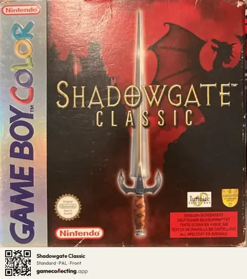 Shadowgate Classic Game Boy Color, PAL box front