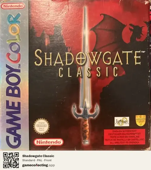 Shadowgate Classic Game Boy Color, PAL box front