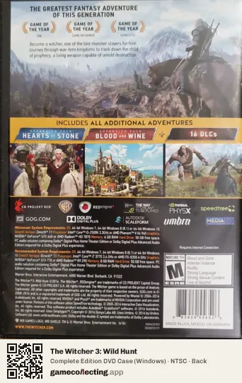 The Witcher 3: Wild Hunt Computer, NTSC box back