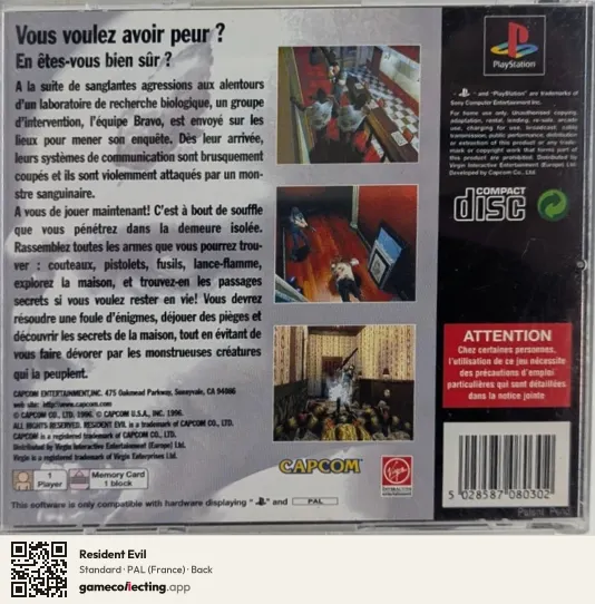 Resident Evil PlayStation, France box back