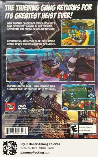 Sly 3: Honor Among Thieves PlayStation 2, NTSC box back
