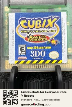 Cubix Robots for Everyone: Race 'n Robots Game Boy Color, NTSC cartridge label