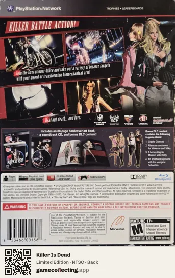 Killer Is Dead PlayStation 3, NTSC box back
