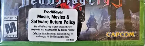 Devil May Cry 5, the ESRB box on its front