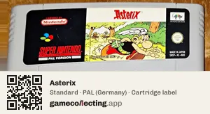 Asterix Super Nintendo Entertainment System, PAL cartridge label
