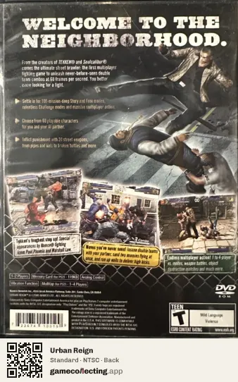 Urban Reign PlayStation 2, NTSC box back