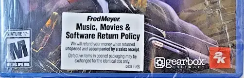 New Tales from the Borderlands, the ESRB box on its front