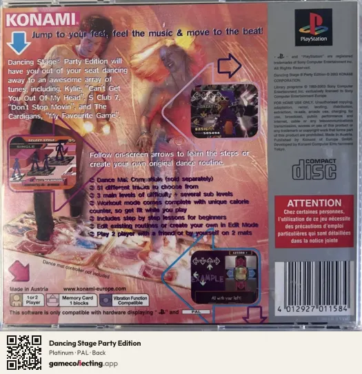 Dancing Stage Party Edition PlayStation, PAL box back