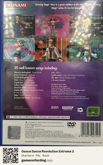 Dance Dance Revolution Extreme 2 PlayStation 2, PAL box back
