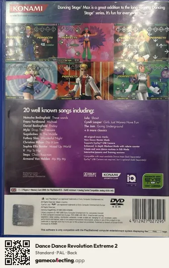 Dance Dance Revolution Extreme 2 PlayStation 2, PAL box back