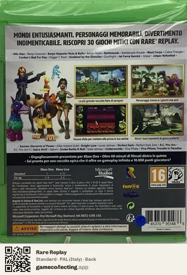 Rare Replay Xbox One, Italy box back