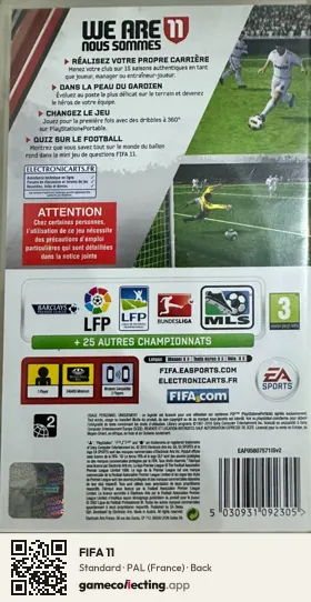 FIFA 11 PlayStation Portable, France box back