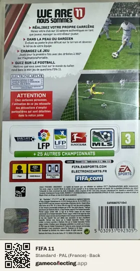 FIFA 11 PlayStation Portable, France box back